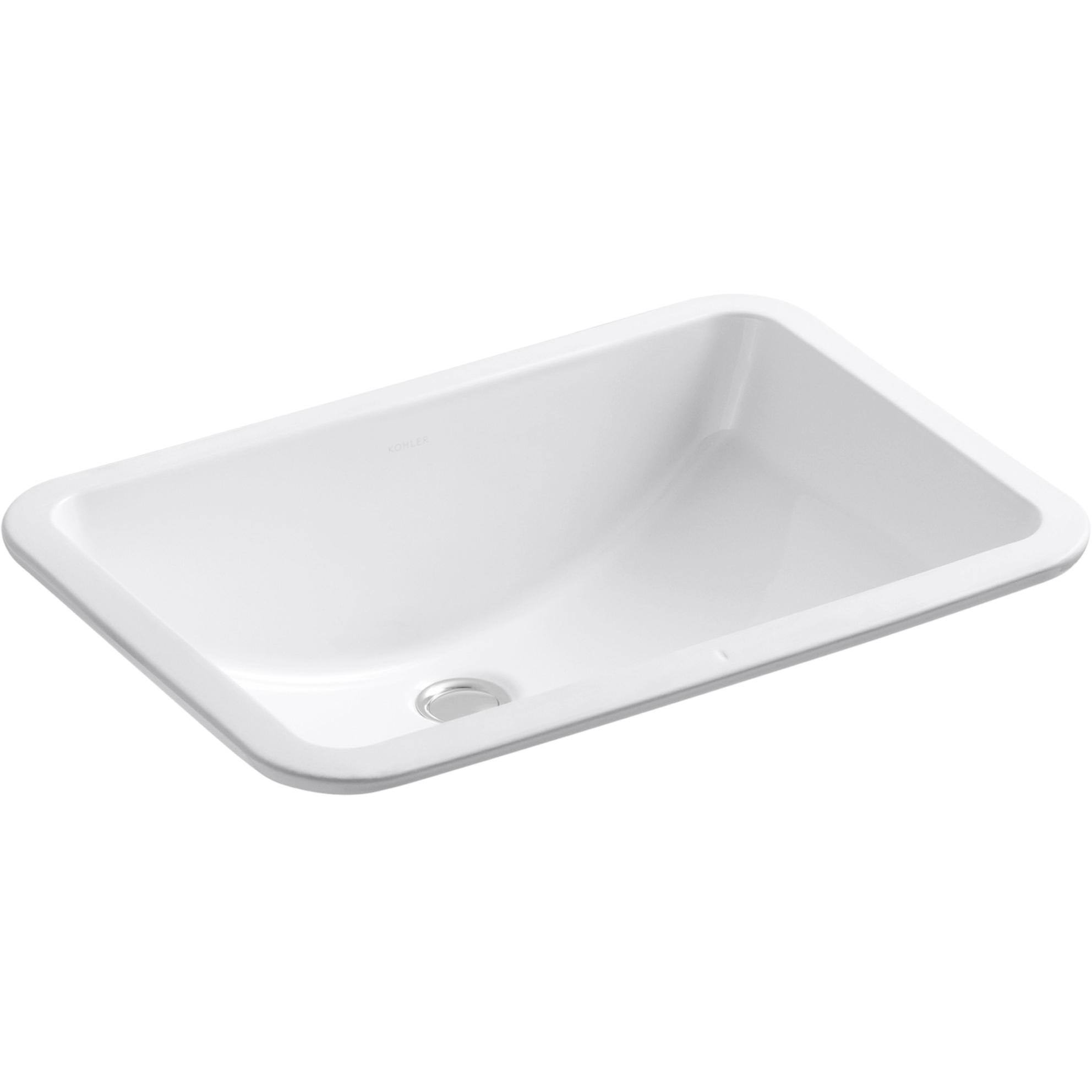 Kohler K-2214-G-0 White Ladena Undermount Bathroom Sink with Glazed Underside