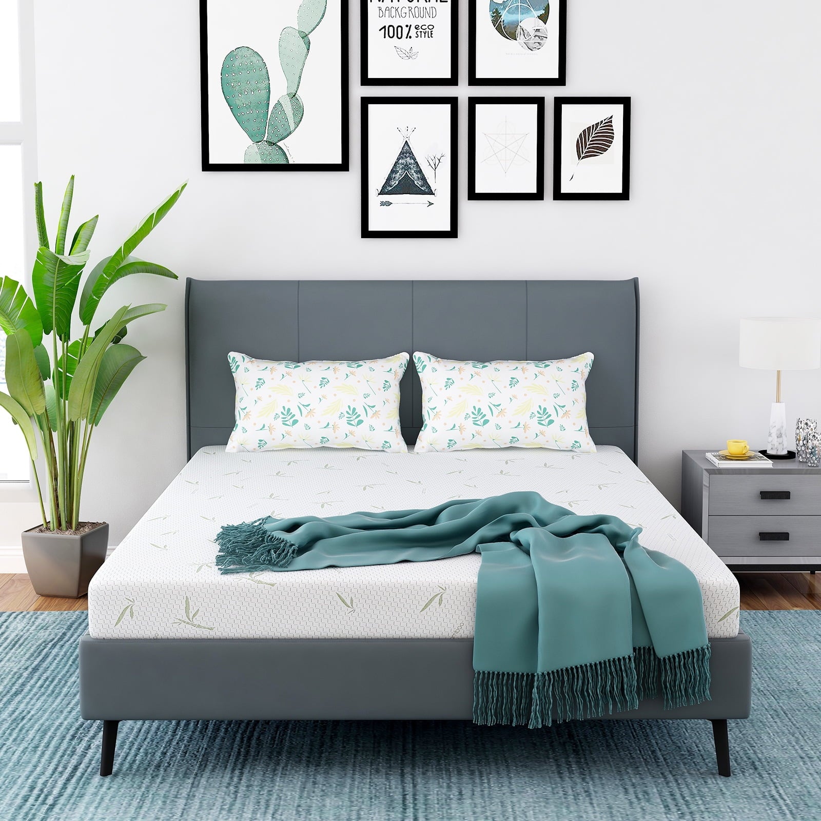 Mattress. 6 inch Memory Foam Mattress Bed in a Box. with Green Tea Cooling Gel. Made in USA