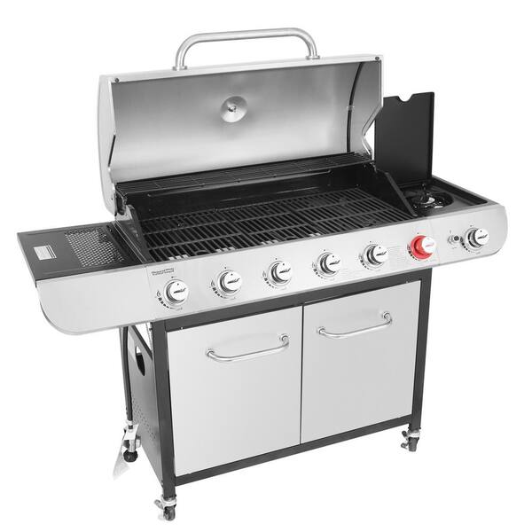 6-Burner BBQ Liquid Propane Gas Grill with Sear and Side Burner with Cover. 71.000 BTU Cabinet Style Gas Grill
