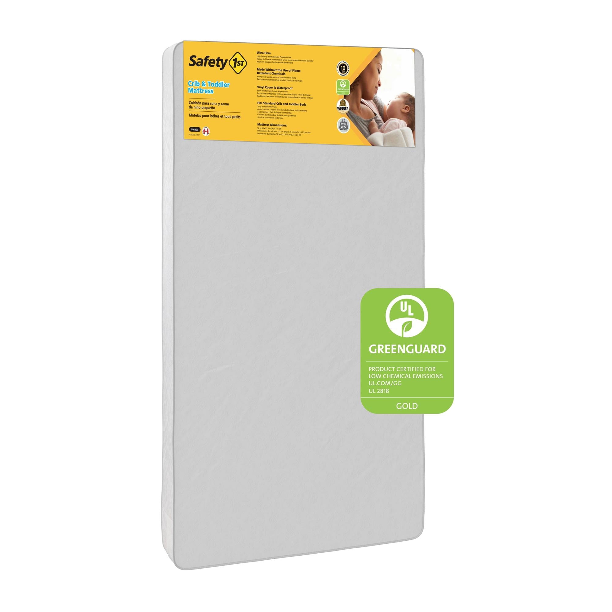 1st Sweet Dreams 5 Crib & Toddler Mattress with Waterproof Cover| Greenguard Gold Certified