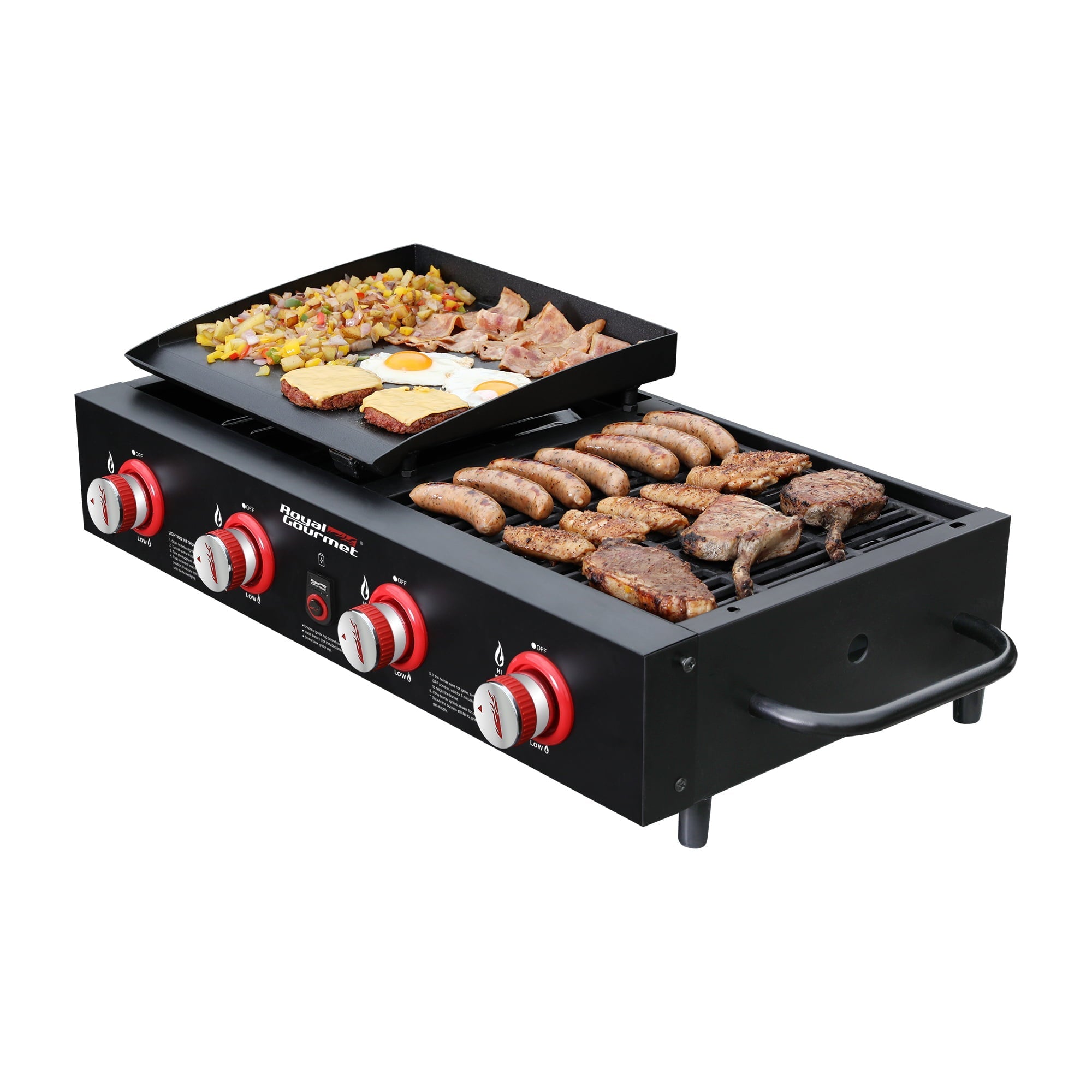 4-Burner GD4002T Portable Gas Grill and Griddle Combo. 40000 BTU