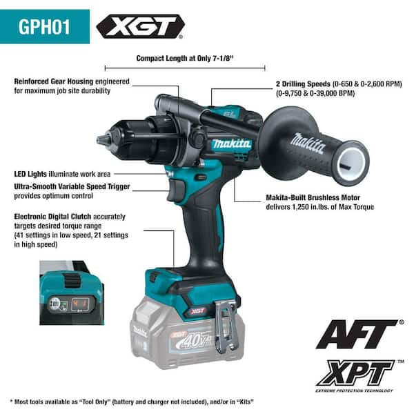 40V Max XGT Brushless Cordless 4-Piece Combo Kit (Hammer Driver-Drill/Impact Driver/Circ Saw/Flashlight) 2.5Ah/4.0Ah