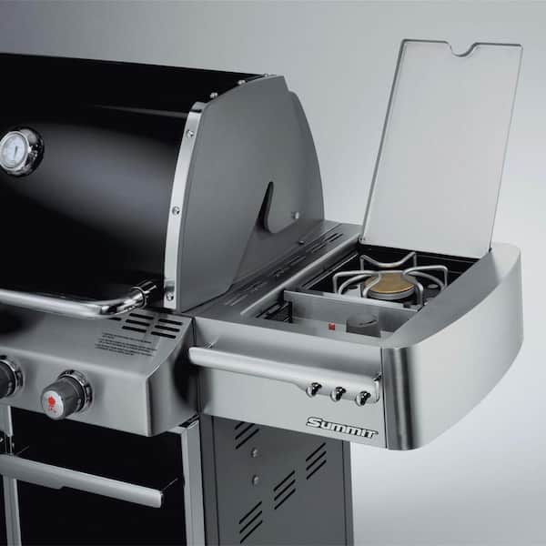 Summit E-470 4-Burner Propane Gas Grill in Black with Built-In Thermometer and Rotisserie
