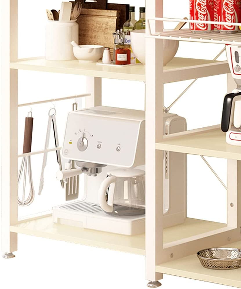 3-Tier Kitchen Island Cart Baker's Rack Utility Shelf Microwave Stand with Storage and Drawer Storage Cart Workstation Shelf. White Maple