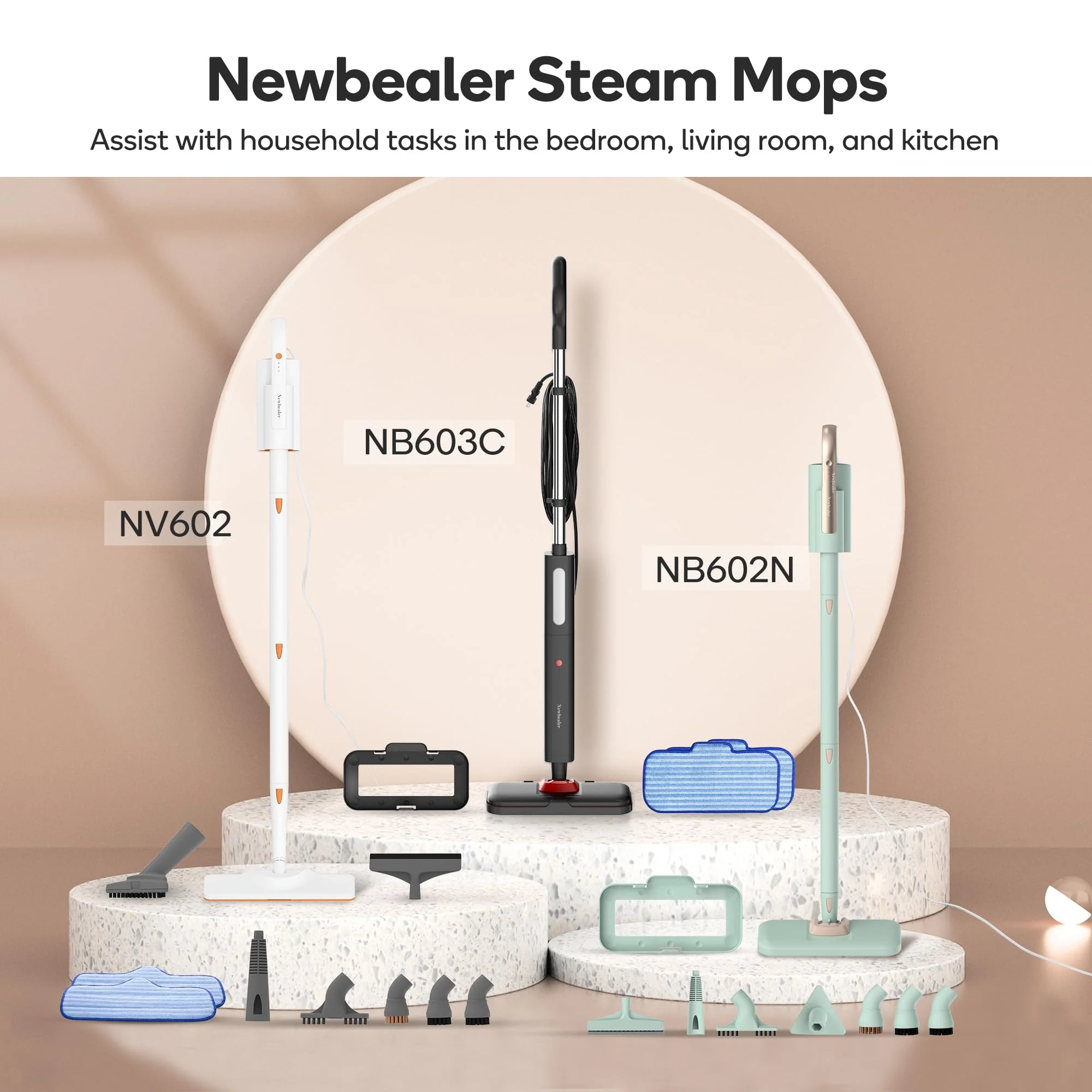 Newbealer Steam Mop & Detachable Handheld Cleaner