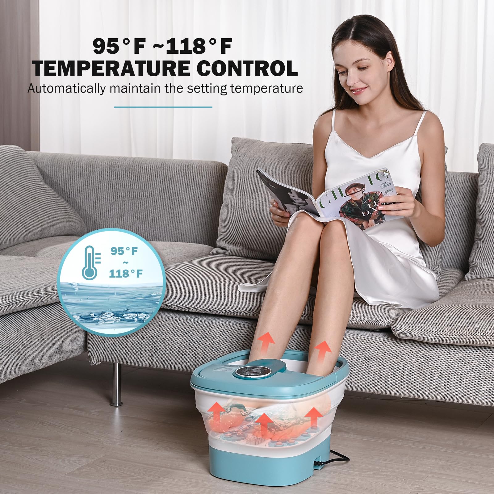 KNQZE Collapsible Foot Spa Electric Rotary Foot Massager Bath