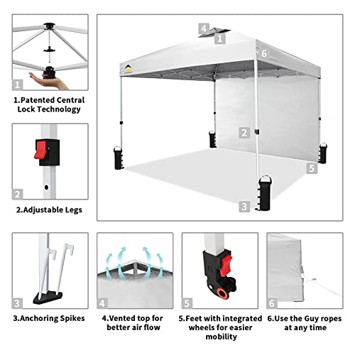 10x10 Pop up Canopy Tent Instant Commercial Canopy with 150D Silver Coated Fabric