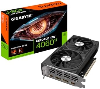 2025 GIGABYTE GeForce RTX 4060 Ti WINDFORCE OC 16G Graphics Card  2X WINDFORCE Fans  16GB 128-bit GDDR6  GV-N406TWF2OC-16GD Video Card