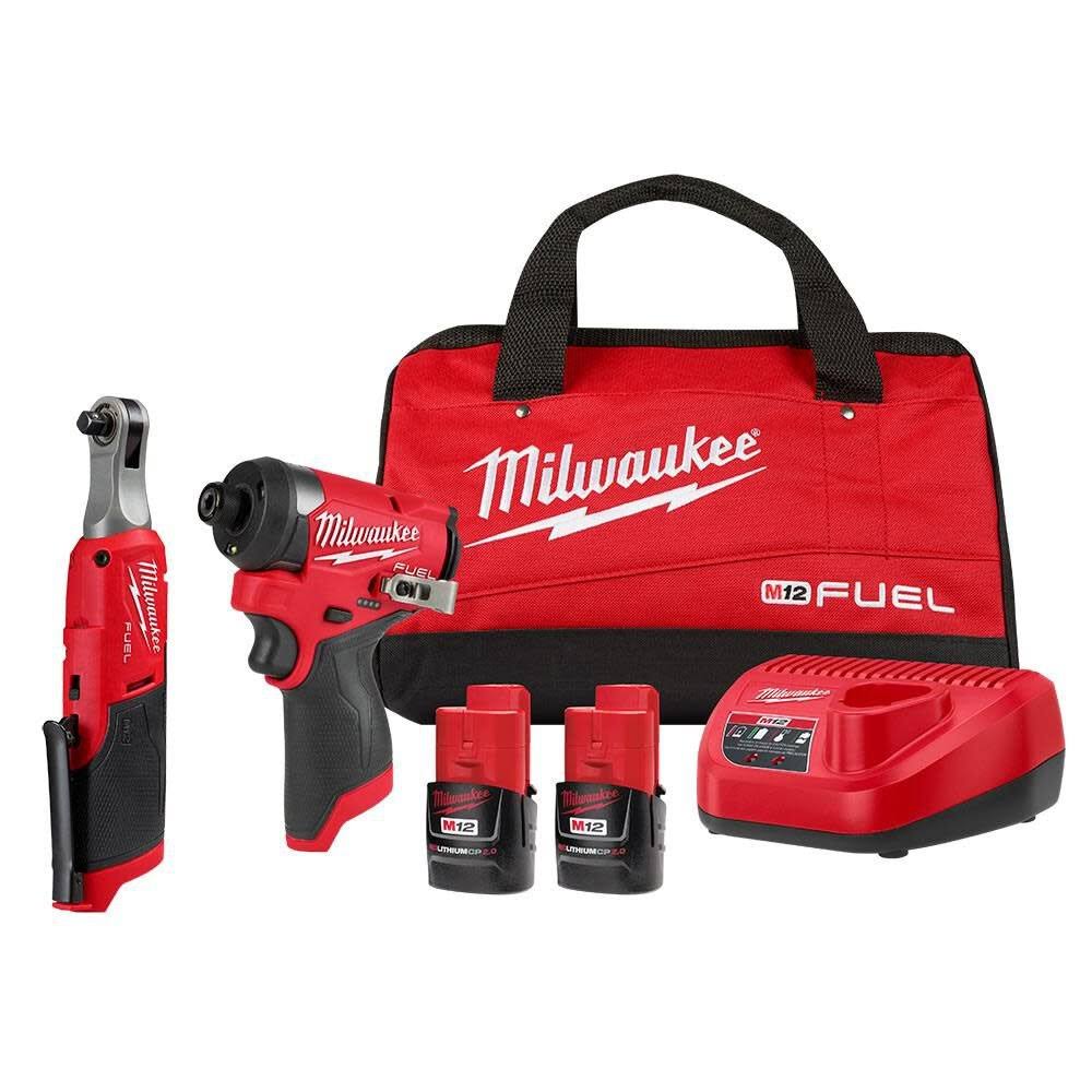 Milwaukee 3453-22HSR M12 Fuel 12V Lithium-Ion Cordless 2-Tool Combo Kit with 1/4