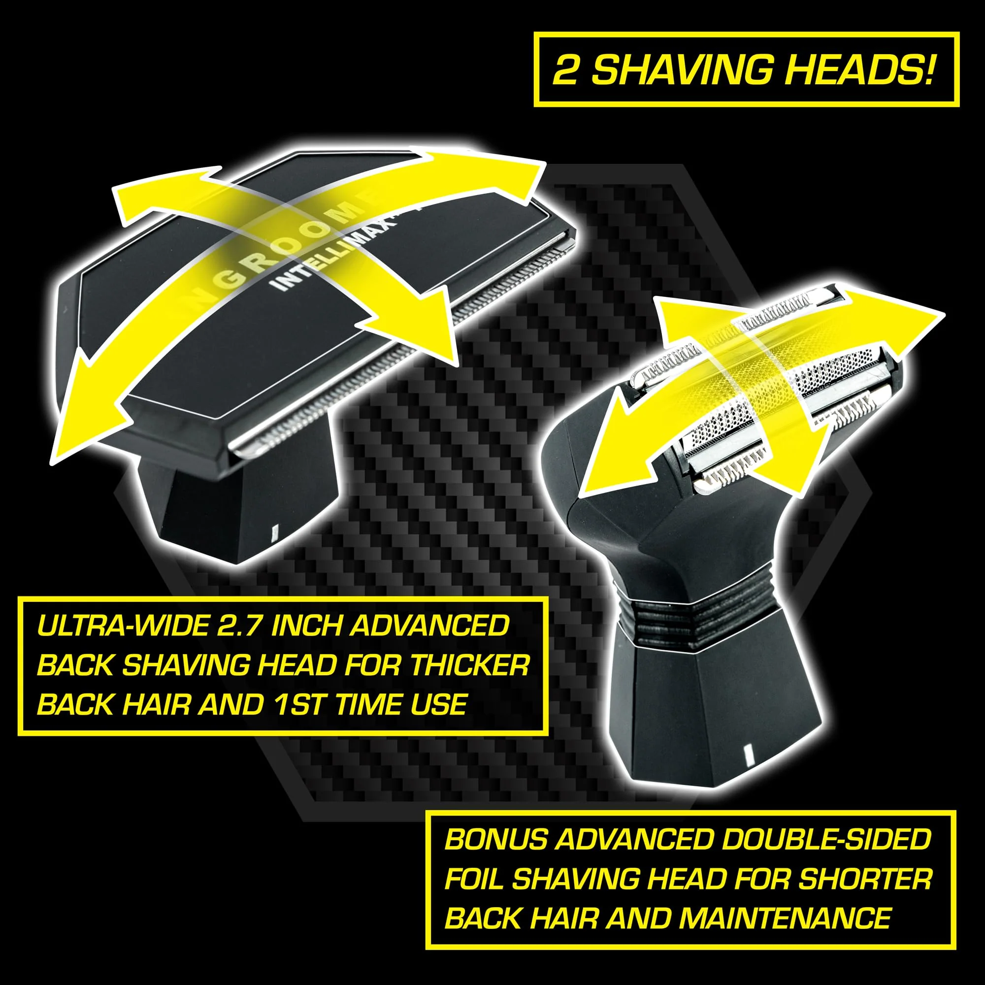 MANGROOMER New Back Shaver with 2 Shock Absorber Flex Heads