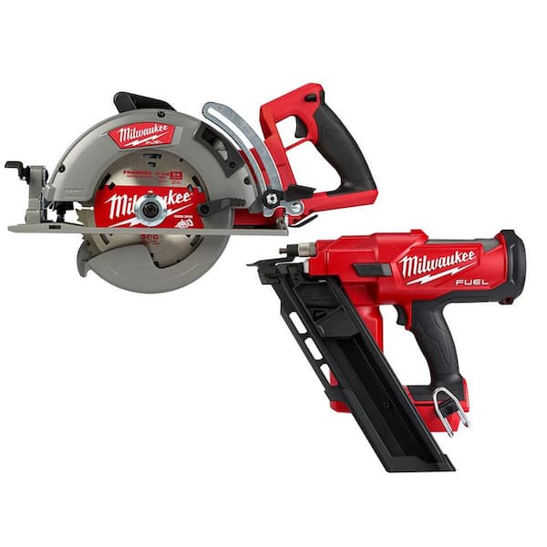 M18 FUEL 18V Lithium-Ion Cordless 7-1/4 in. Rear Handle Circular Saw with 30-Degree Framing Nailer (2-Tool)