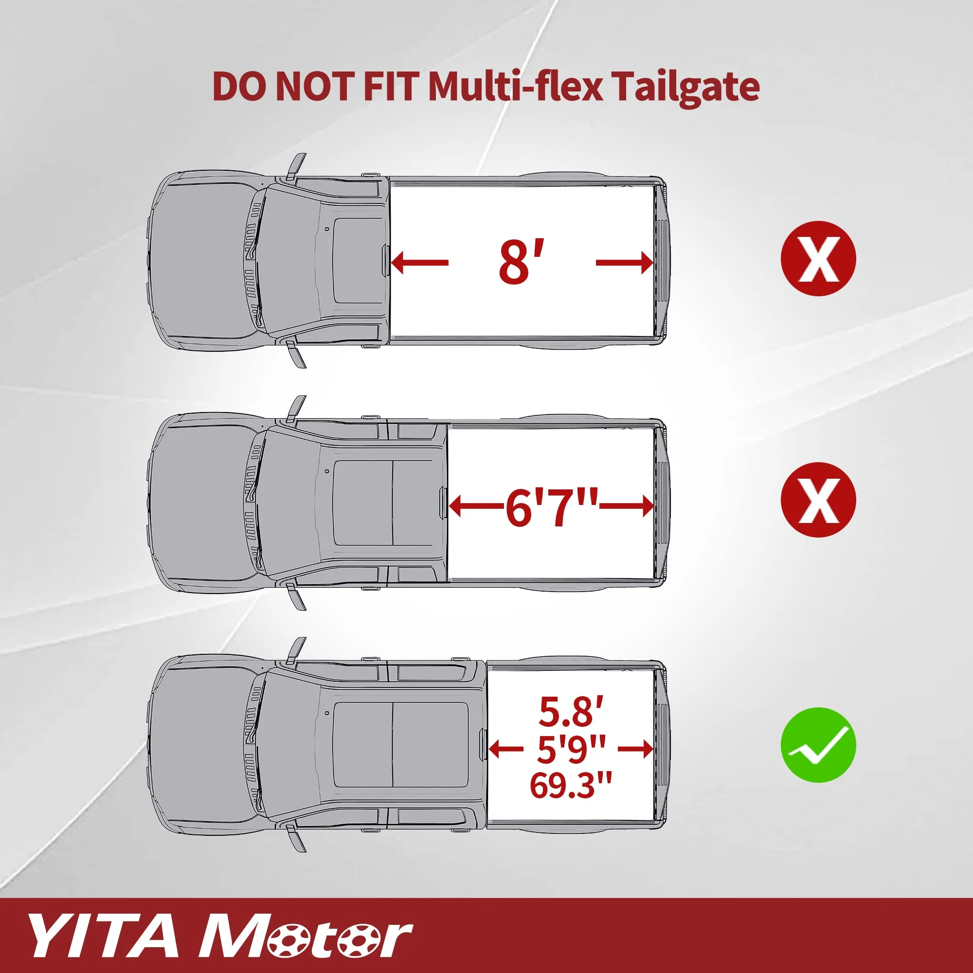 YITAMOTOR Soft Tri-fold Truck Bed Tonneau Cover