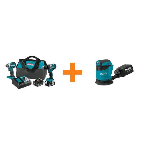 18V LXT Brushless 2-Pc Combo Kit 4.0Ah with bonus 18V LXT 5 in. Random Orbit Sander (Tool-Only)