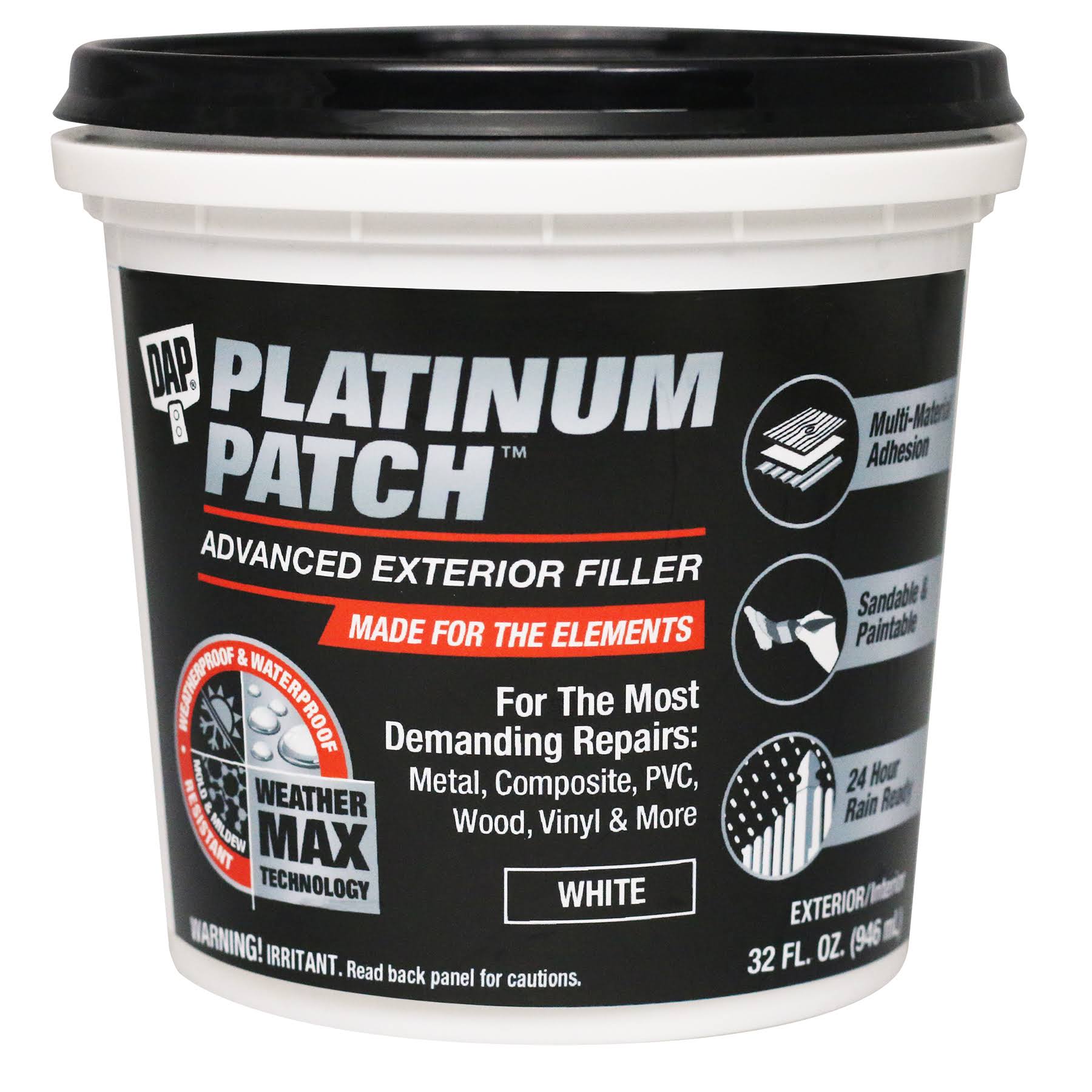 Dap 18787 Platinum Patch Exterior Filler, 32-oz.