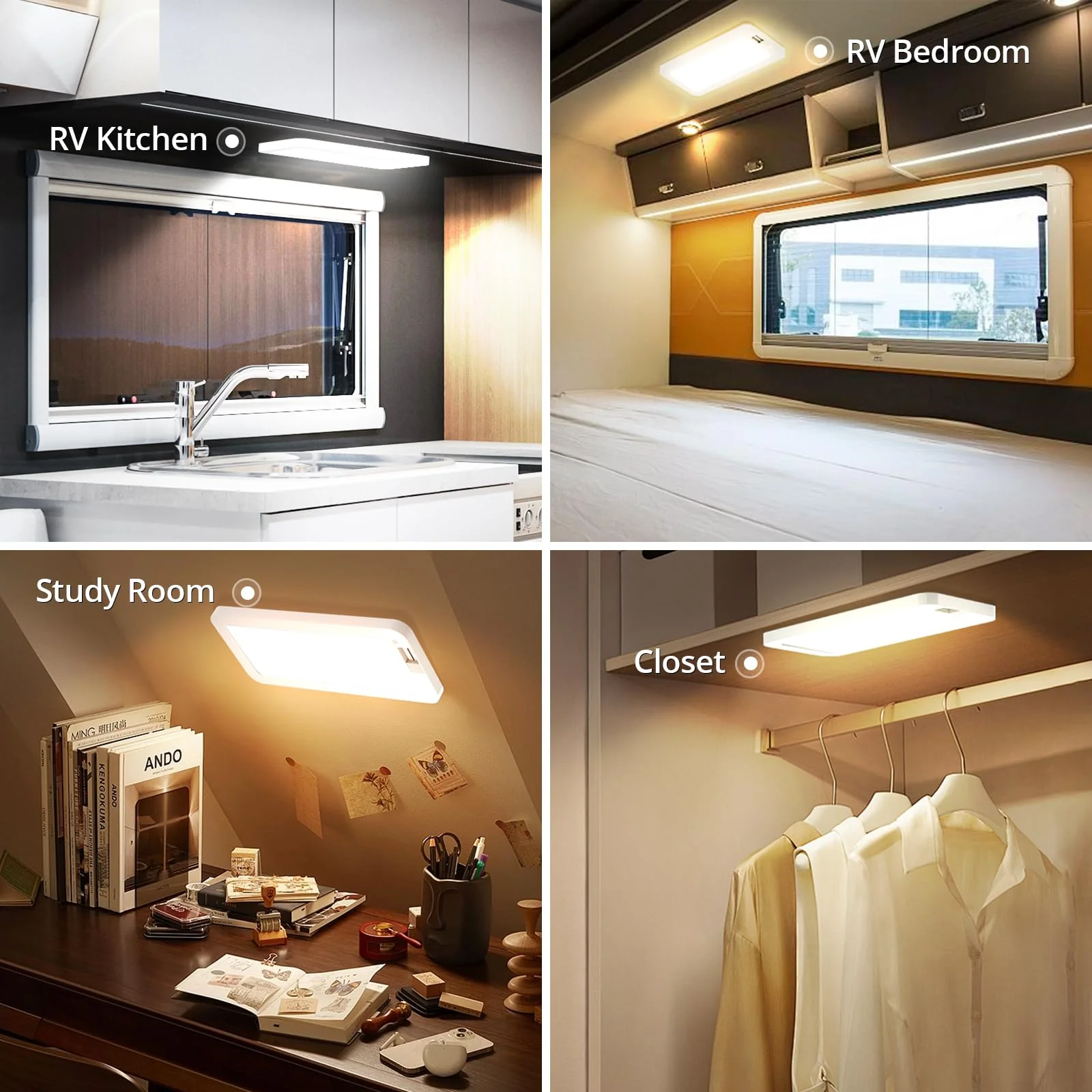 NAOEVO 12V 1500LM RV LED Lights Interior with 3 Color 8Pack