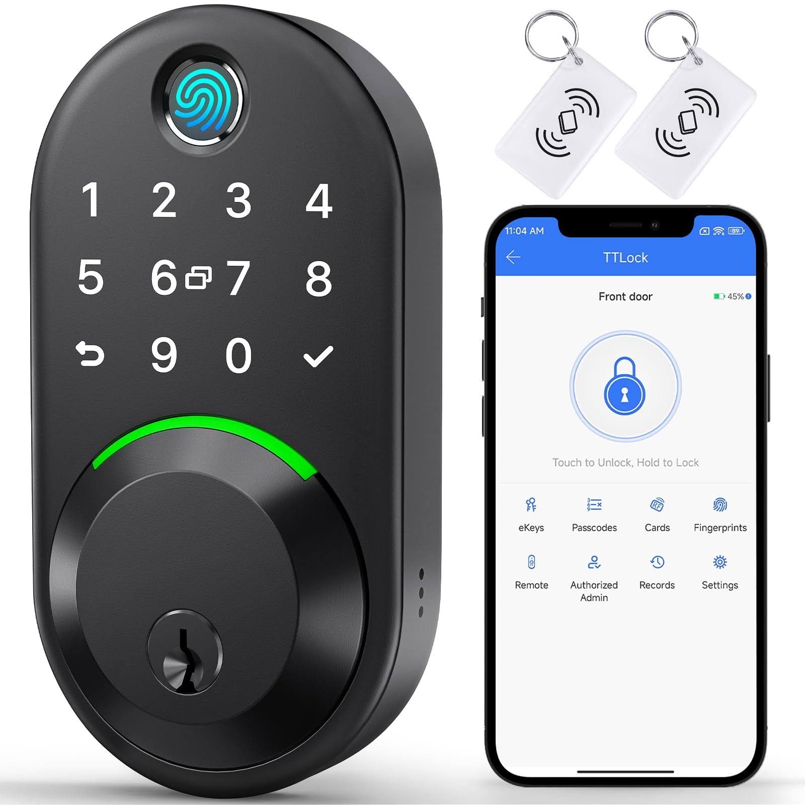 Yamiry Smart Deadbolt Door Lock with Keypad: Fingerprint Smart Deadbolt - Keyless Entry Door Lock - Digital Smart Locks for Front Door - App Remote