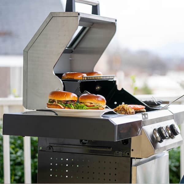 2-Burner Propane Gas Grill in Stainless with Clear View Lid and LED Controls