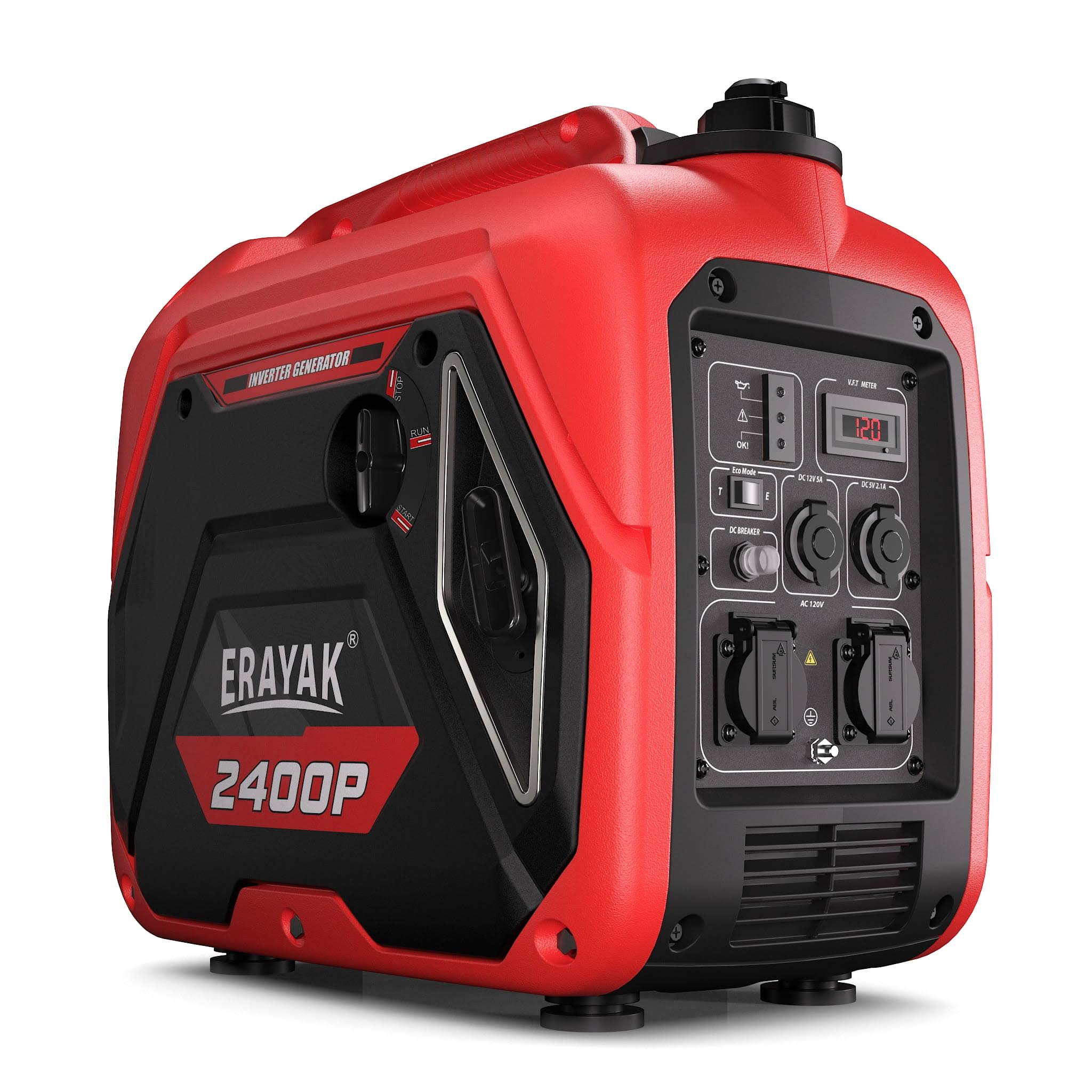 Erayak 2400W Portable Inverter Generator for Home Use, Super Quiet Small Generator for Camping Outdoor Emergency Power Backup, GAS Powered Engine,