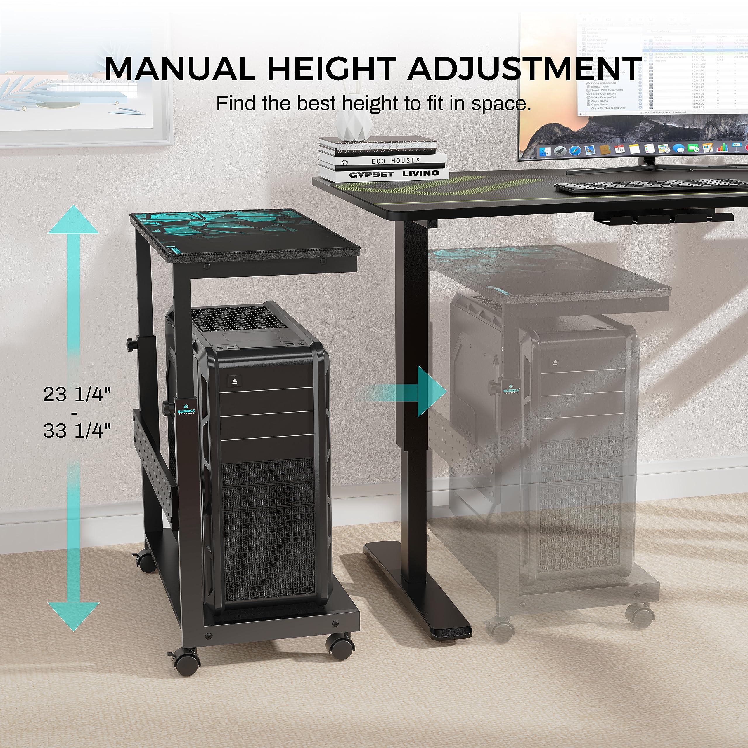 EUREKA ERGONOMIC Height Adjustable Computer Tower Stand