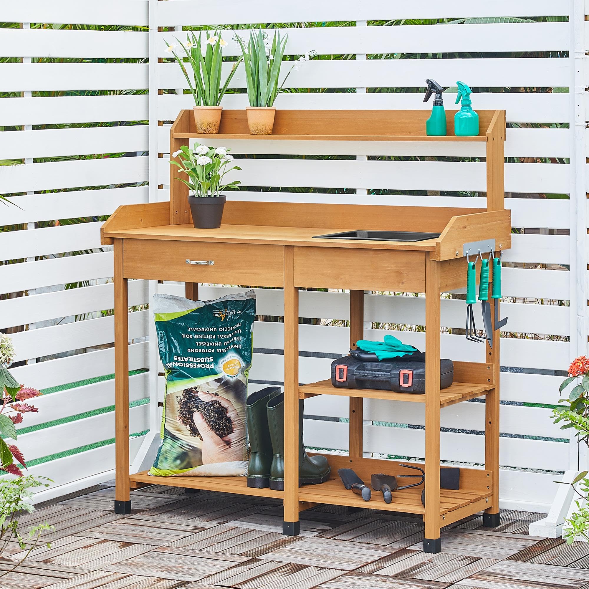 Topeakmart 45.2x17.7x47.6'' Potting Benches Outdoor Potting Table