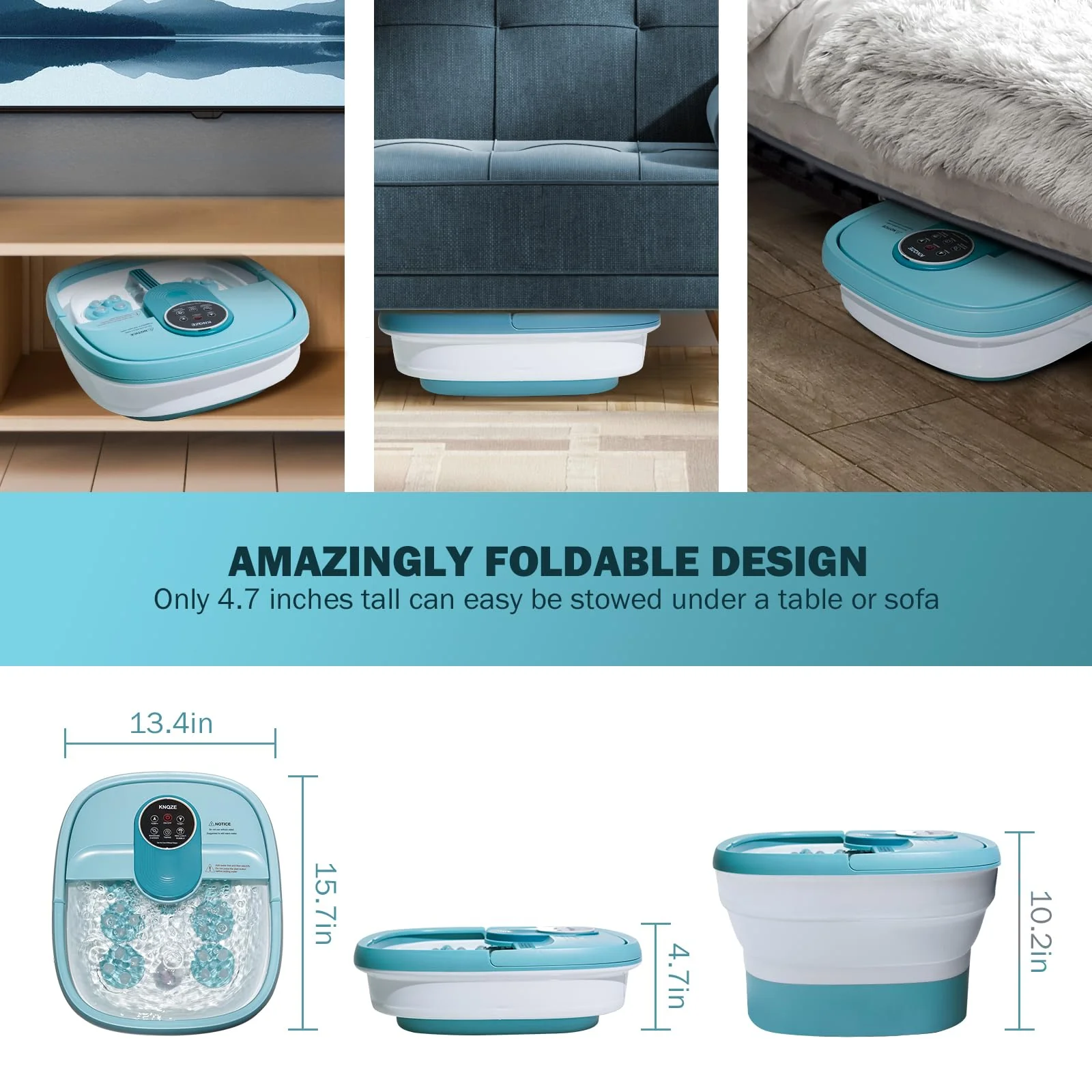 KNQZE Collapsible Foot Spa Electric Rotary Foot Massager Bath