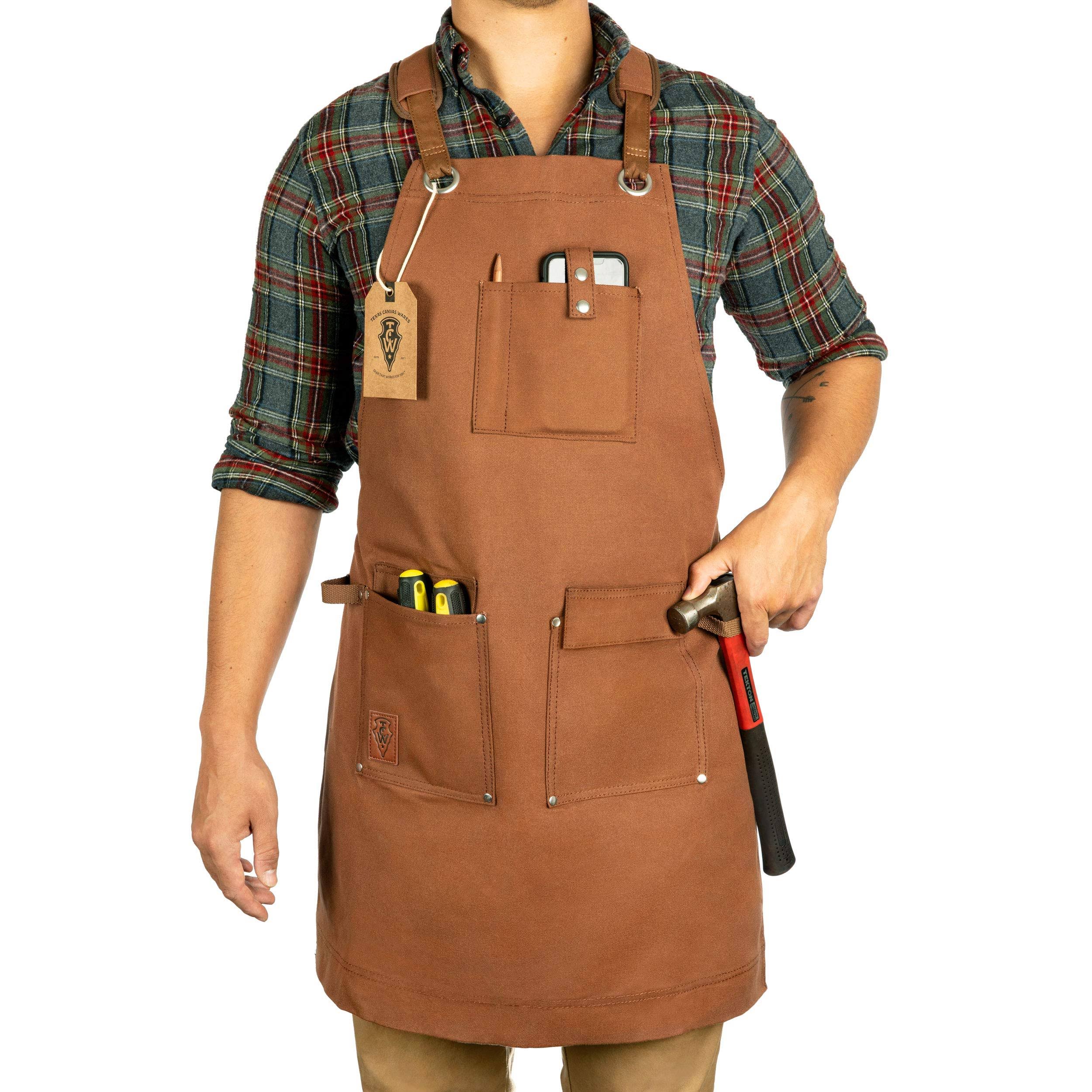 Waxed Canvas Heavy Duty Work Apron with Pockets - Deluxe Edition