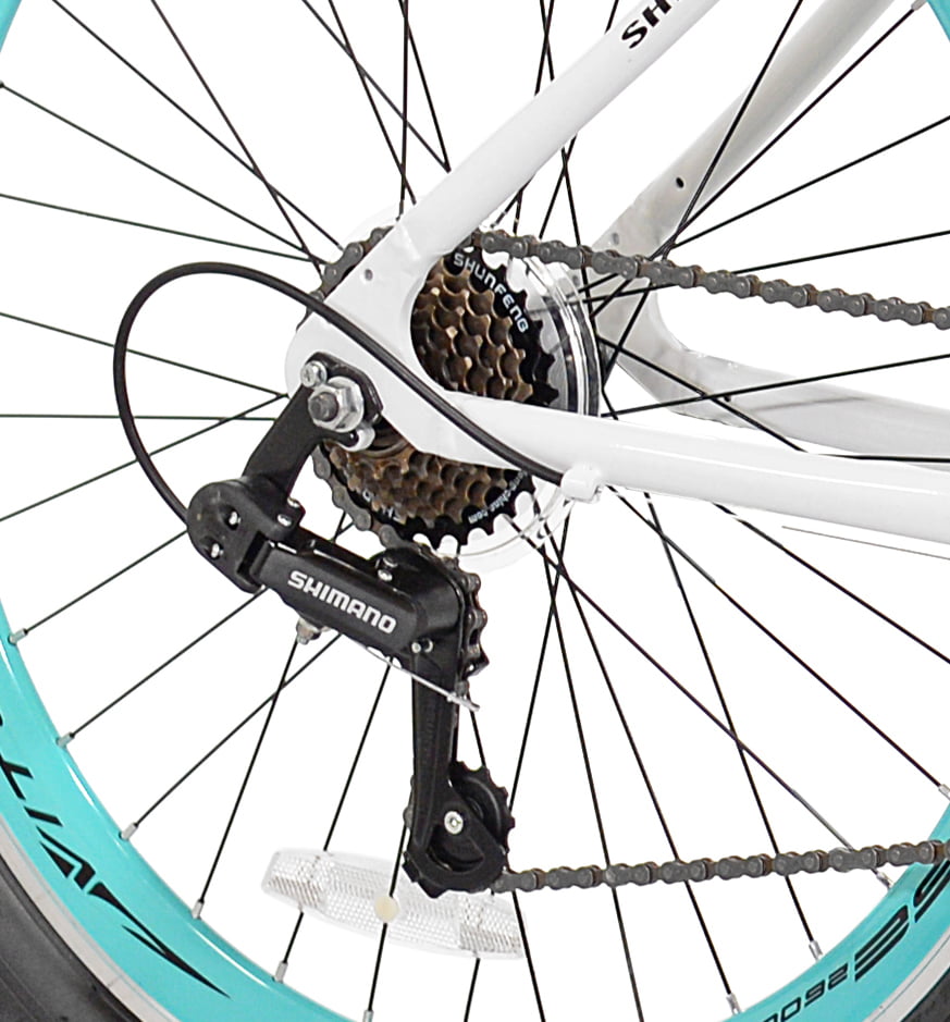 Bicycle 26 In. KZR Mountain Women's Bike. White and Teal Rim