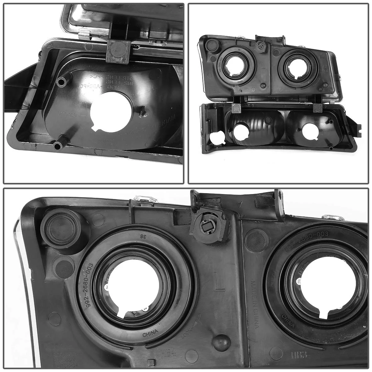 DNA MOTORING Chrome Housing Headlights Compatible with 2003-2006 Chevy