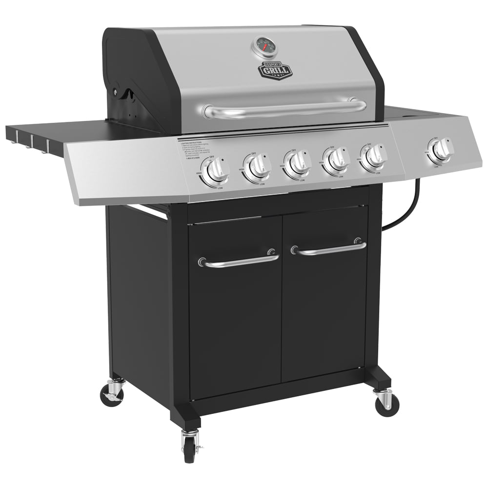Grill 5-Burner Propane Gas Grill with Side Burner