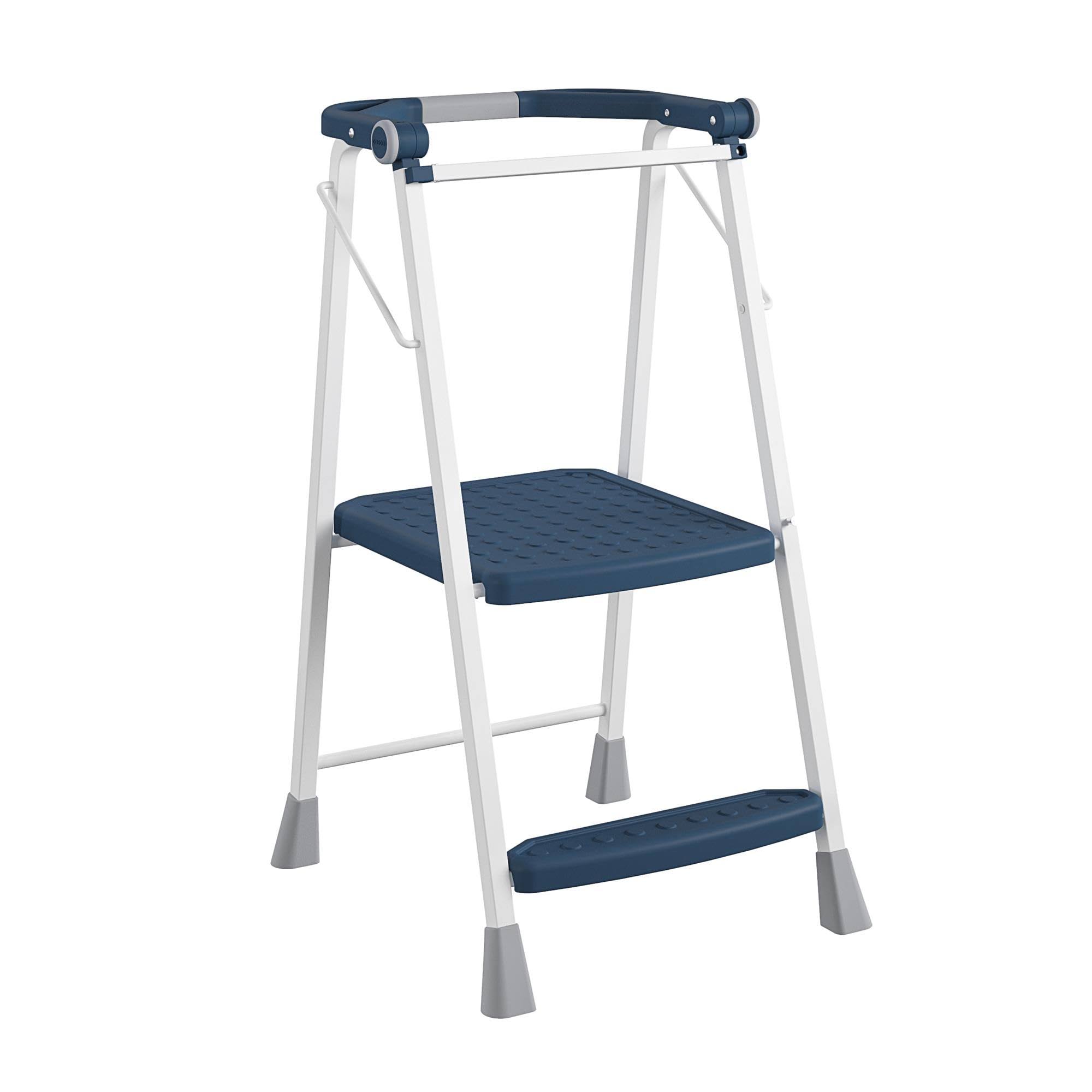 Cosco 2-Step Kitchen Stepper Adult Folding Step Stool, Kids Folding Helper - Blue