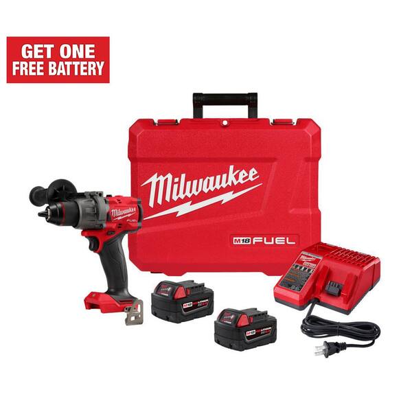M18 FUEL 18V Lithium-Ion Brushless Cordless 1/2 in. Drill/Driver Kit W/(2) 5.0Ah Batteries. Charger. and Hard Case