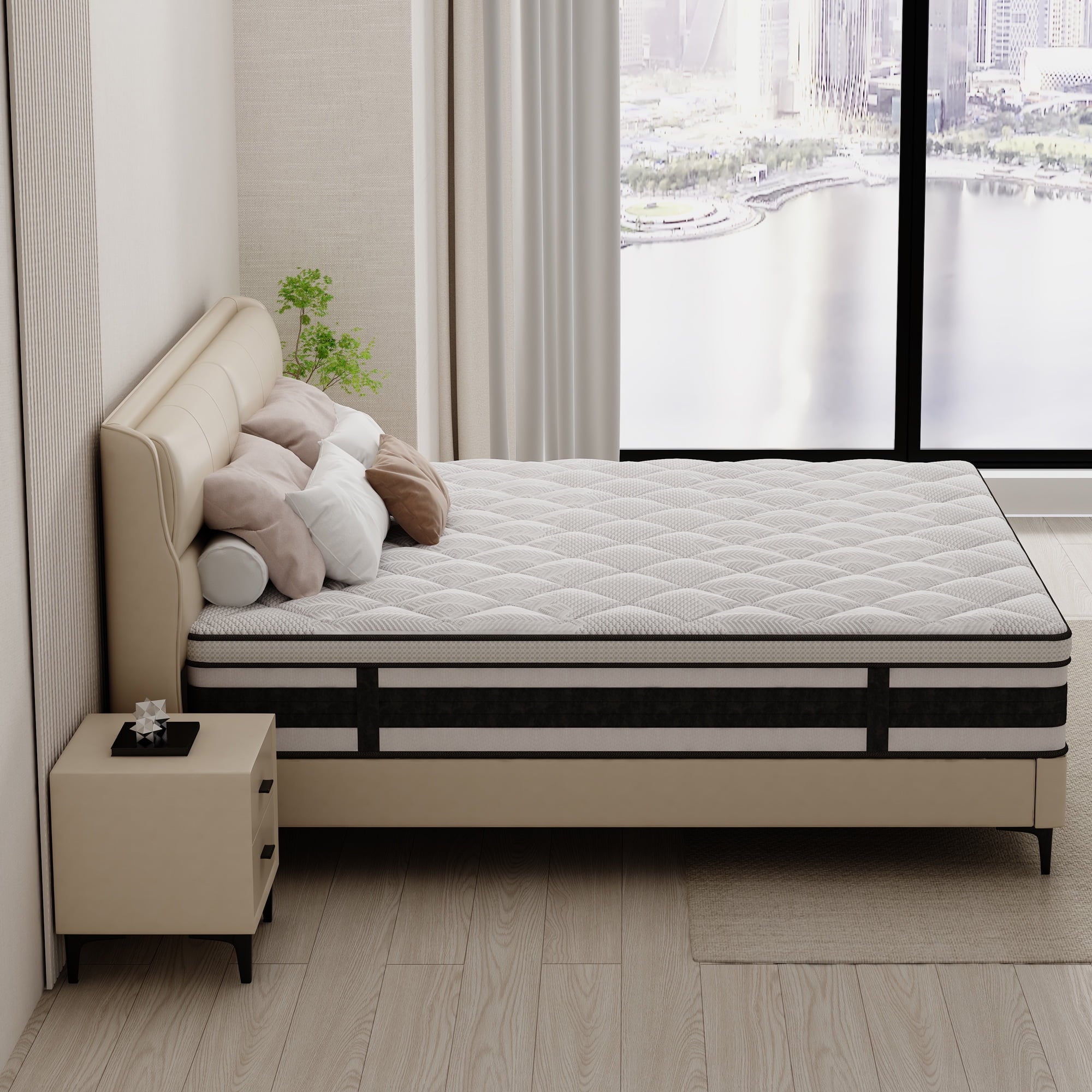 Size Mattress. Nisien 10 Inch Gel Memory Foam Hybrid Queen Mattress in a Box.Firm.Euro Top Bed Mattress for Cooler Sleep.100-Night Free Trial