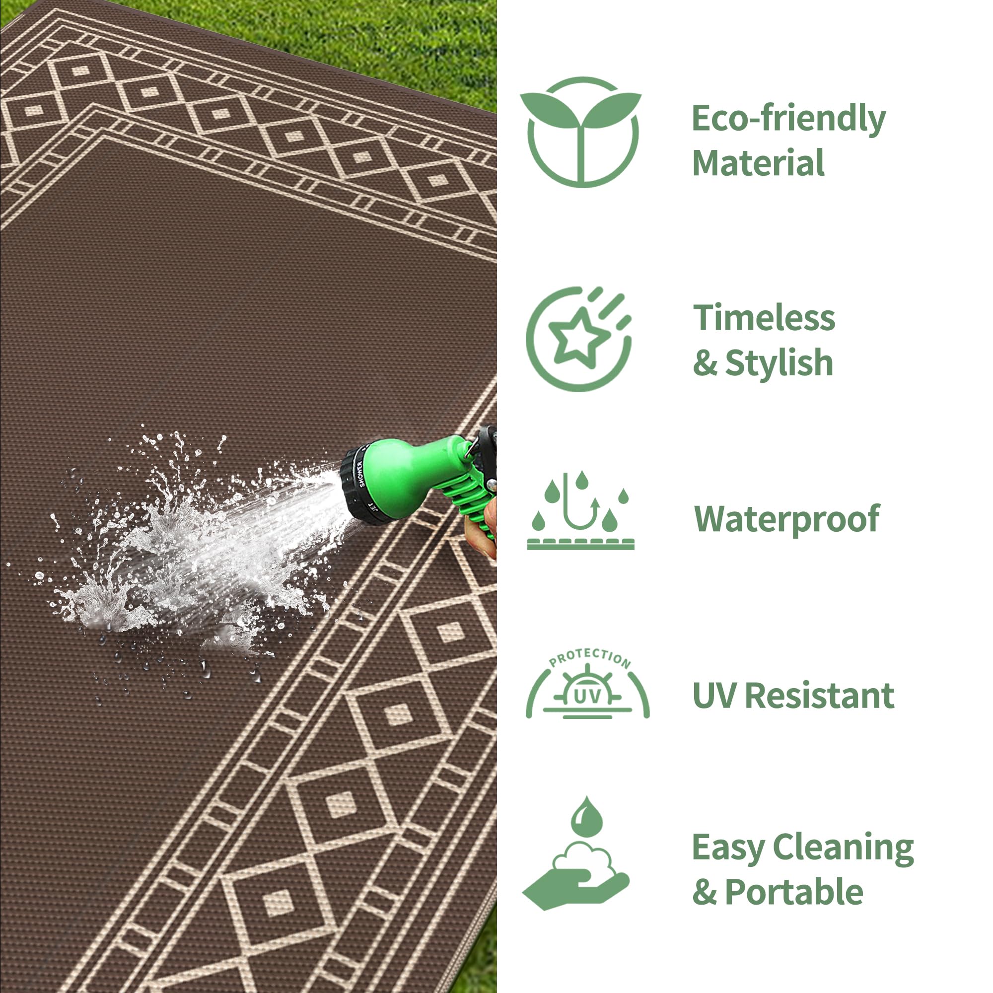 GENIMO Outdoor Rug 10'x14' for Patio Waterproof