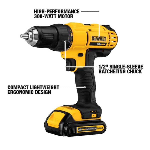 20V MAX Cordless 1/2 in. Drill/Driver. (2) 20V 1.3Ah Batteries. Charger and Bag