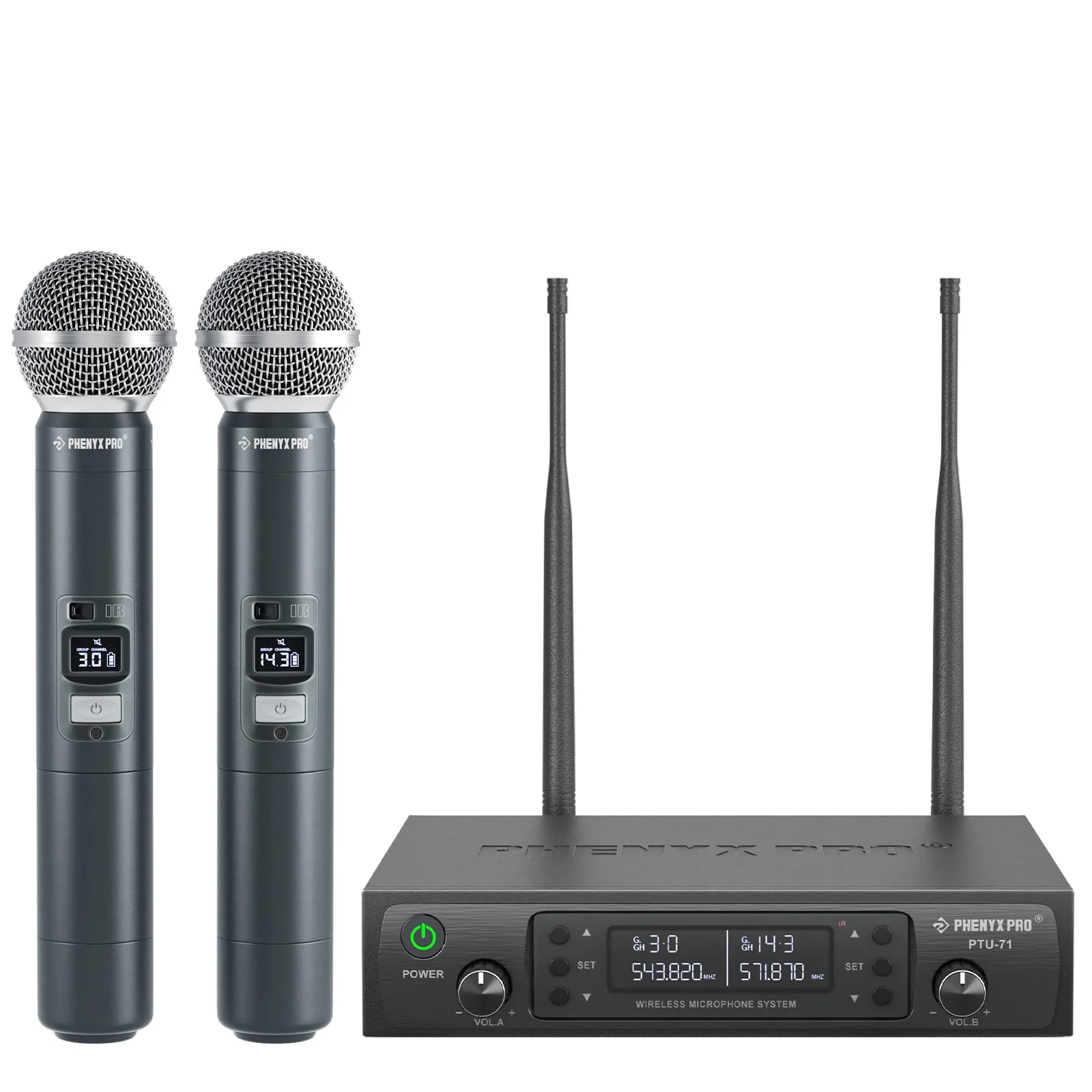 Phenyx Pro Wireless Microphone System Dual Wireless Mics