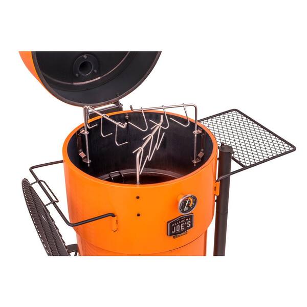 Bronco Pro Charcoal Drum Smoker and Grill in Orange with 366 sq. in. Cooking Space