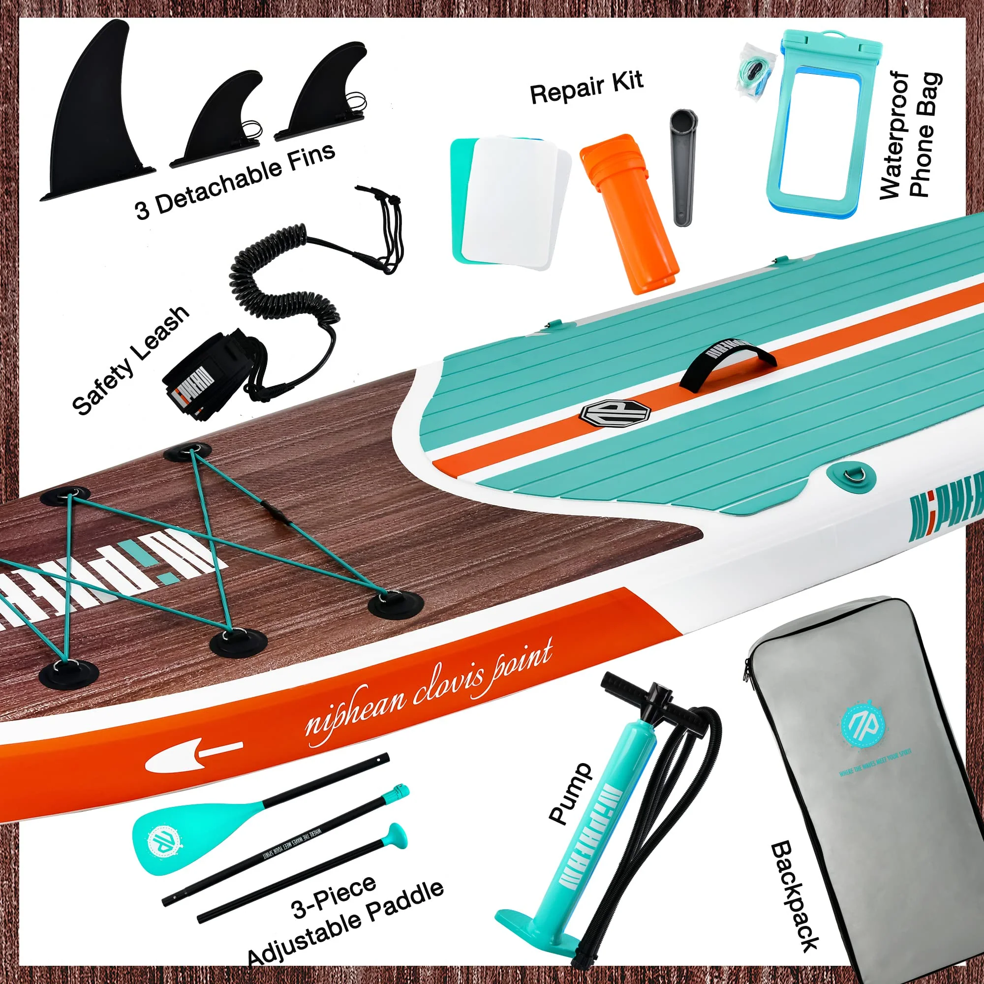 Niphean Inflatable Stand Up Paddle Board with SUP Accessories