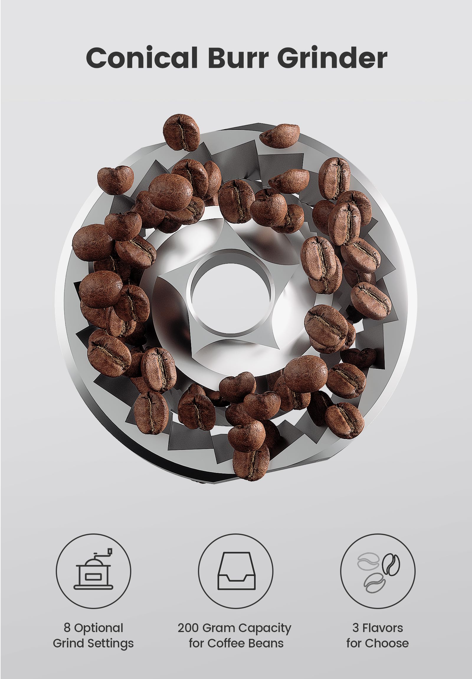 Gevi 10-Cup Coffee Maker with Built-in Grinder