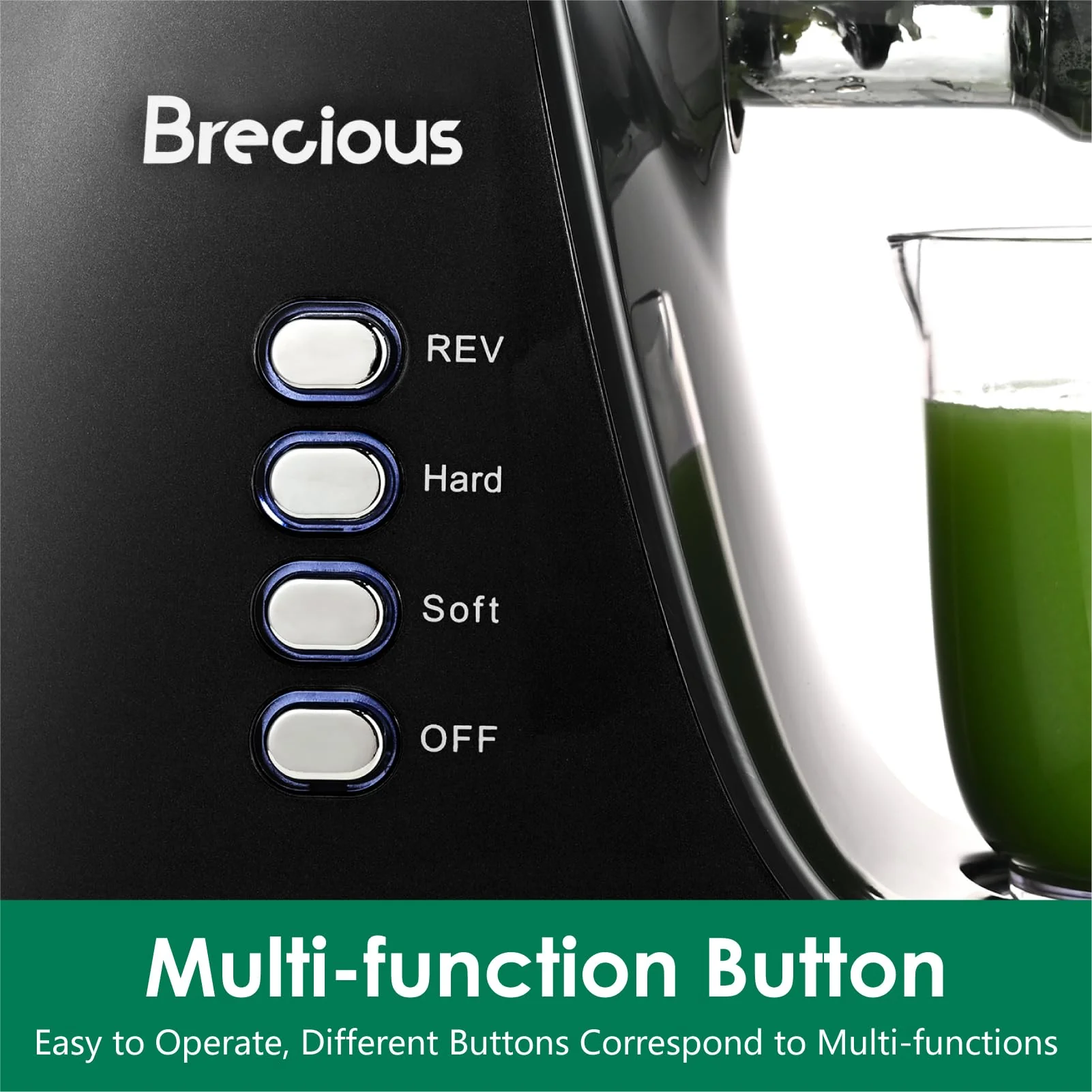 Brecious Cold Press Slow Masticating Juicer with 2 Speed Modes