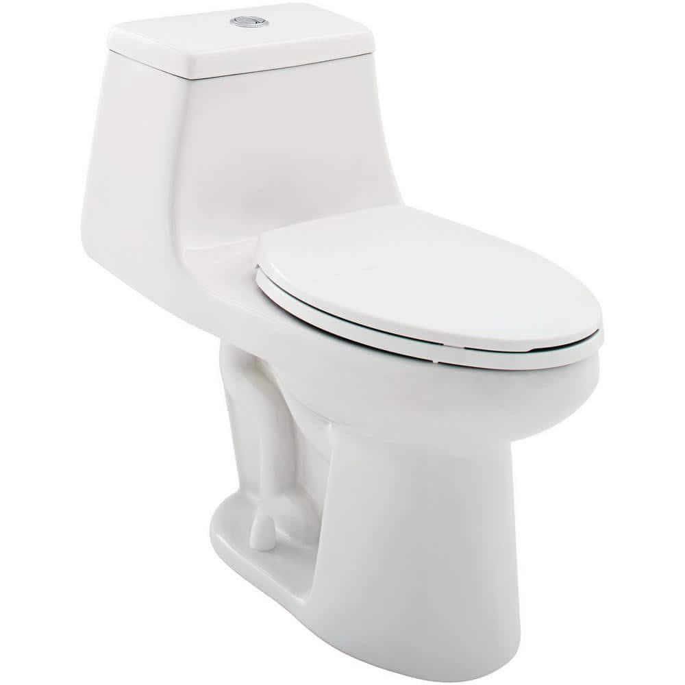 Glacier Bay 1-Piece 1.1 GPF/1.6 GPF High Efficiency Dual Flush Elongated Toilet in White Slow-Close. Seat Included N2420