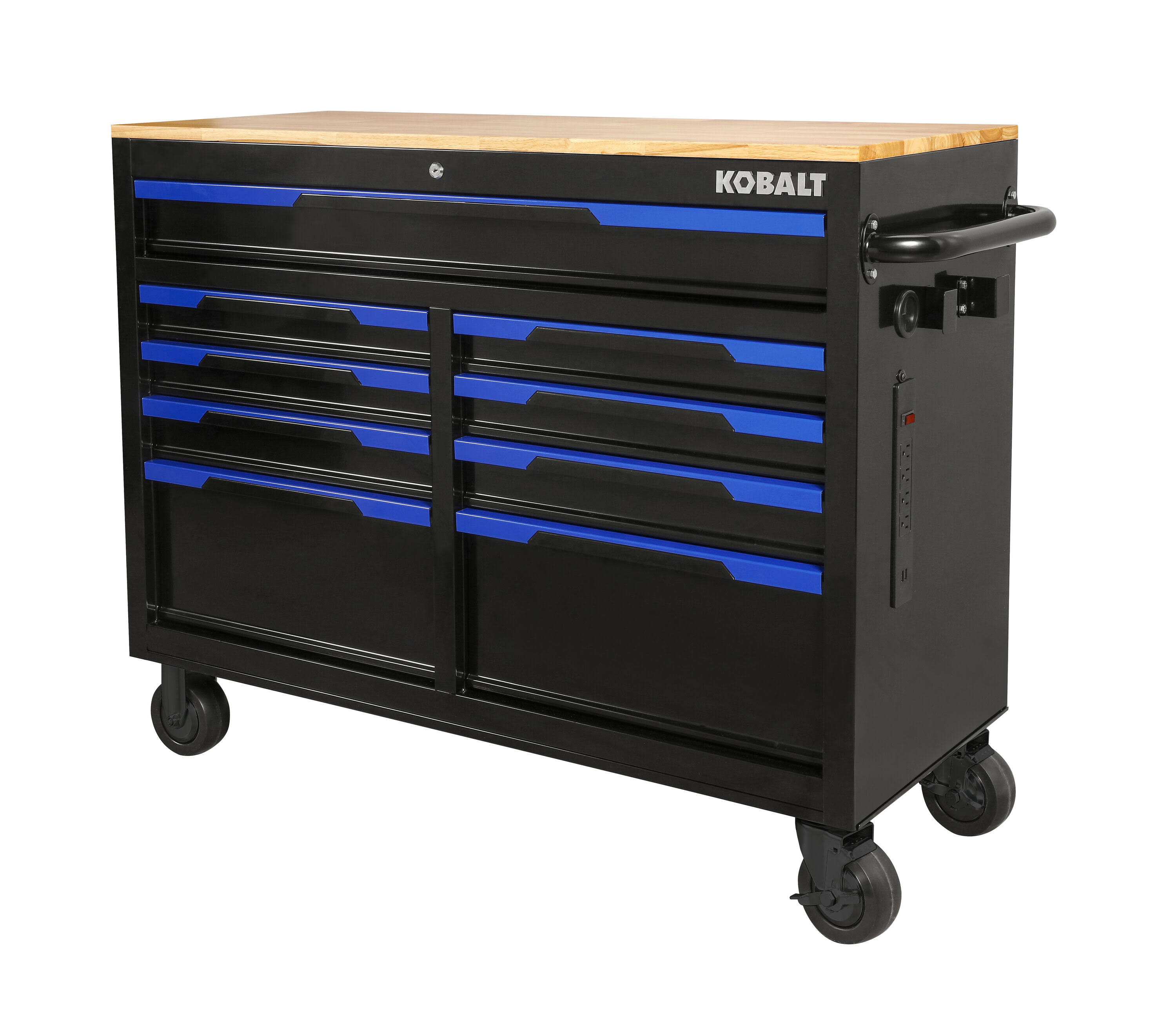 Kobalt 46.1-in L x 37.2-in H 9-Drawers Rolling Black Wood Work Bench | 19045-Instock