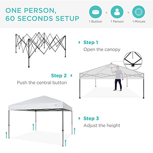 10x10ft 1-Person Setup Pop Up Canopy Tent Instant Portable Shelter w/ 1-Button Push