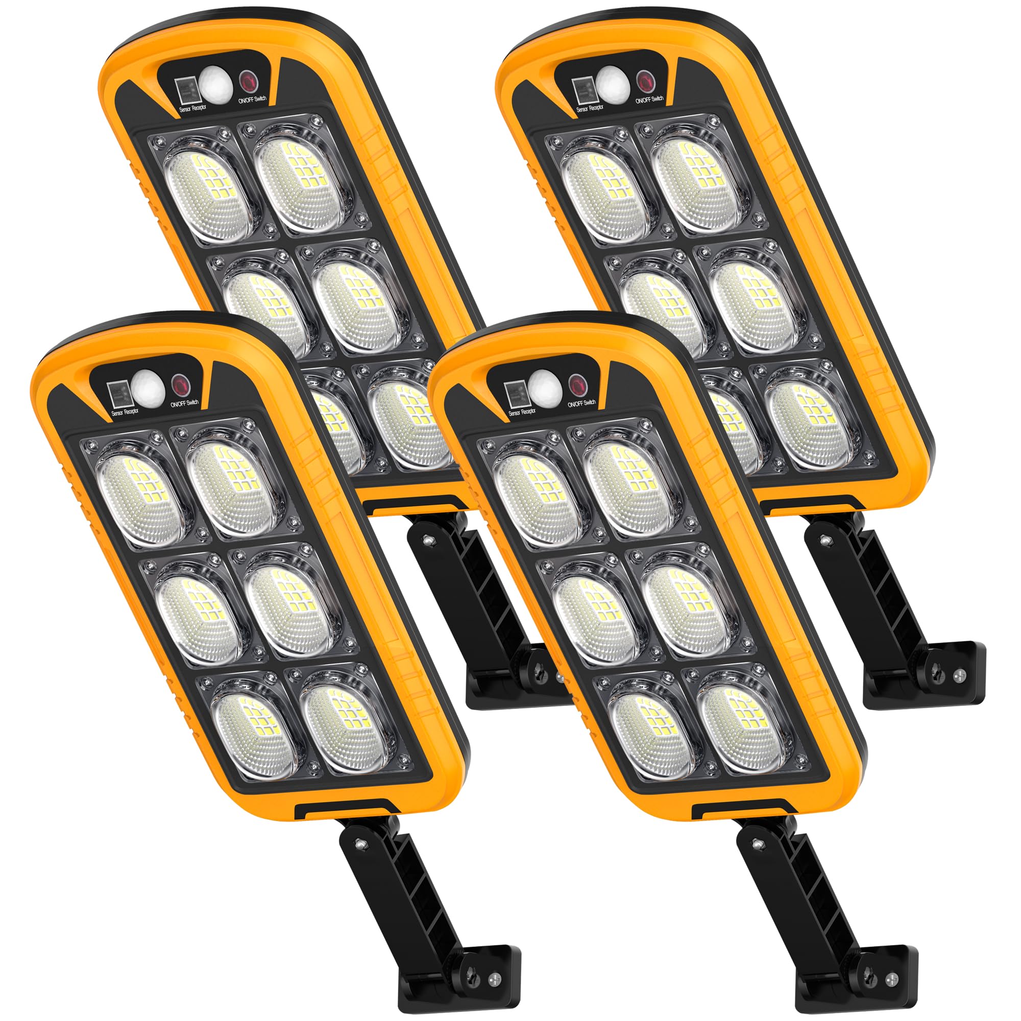 Solar Lights Outdoor Motion Sensor Light, 7000K Solar Street Lights with Remote Control, Dusk to Dawn Flood Light Outdoor, IP65 Waterproof Security Light (4 Packs)