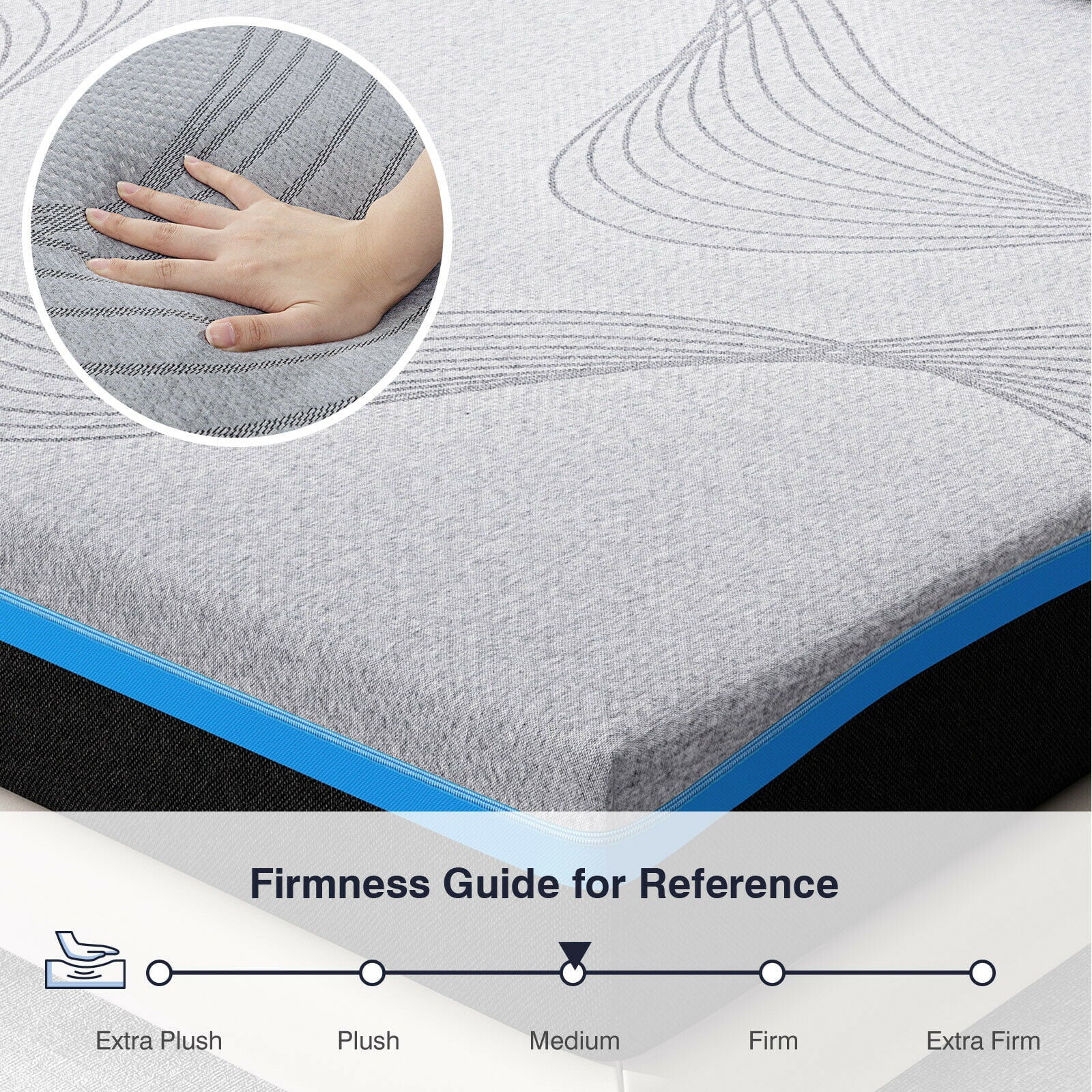 10 Inch Grey Queen Gel Memory Foam Mattress in a Box with Detachable Cover. Queen Size Mattress