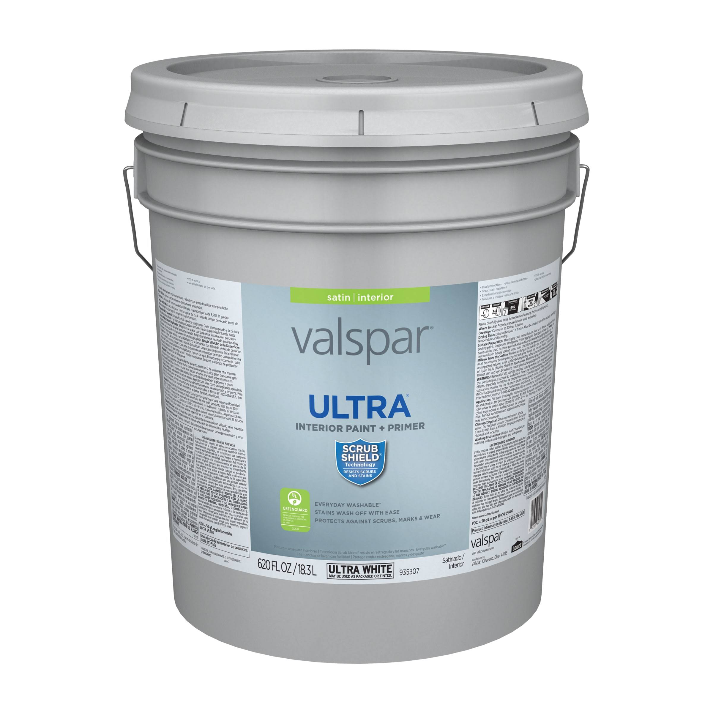 Valspar Ultra Satin Ultra White Tintable Interior Paint 5-Gallon | 007.0935307.008