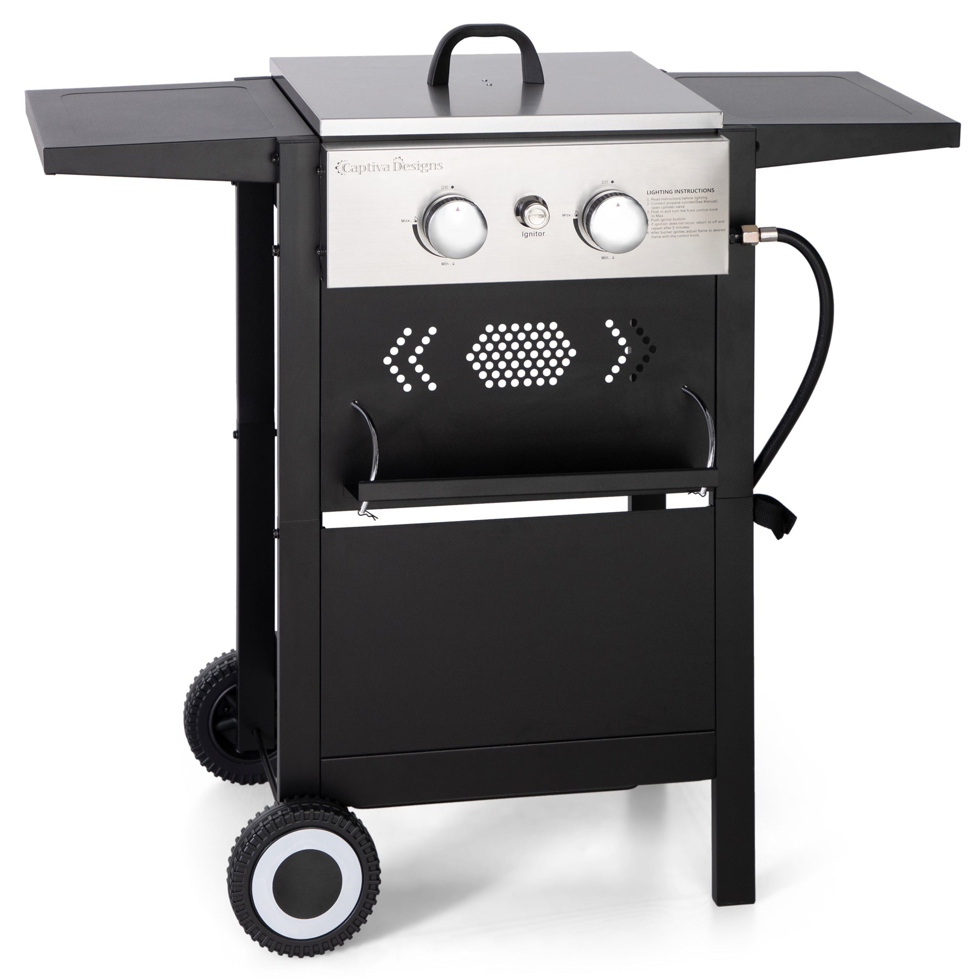 2-Burner Gas Grill and Griddle Combo with Wheels