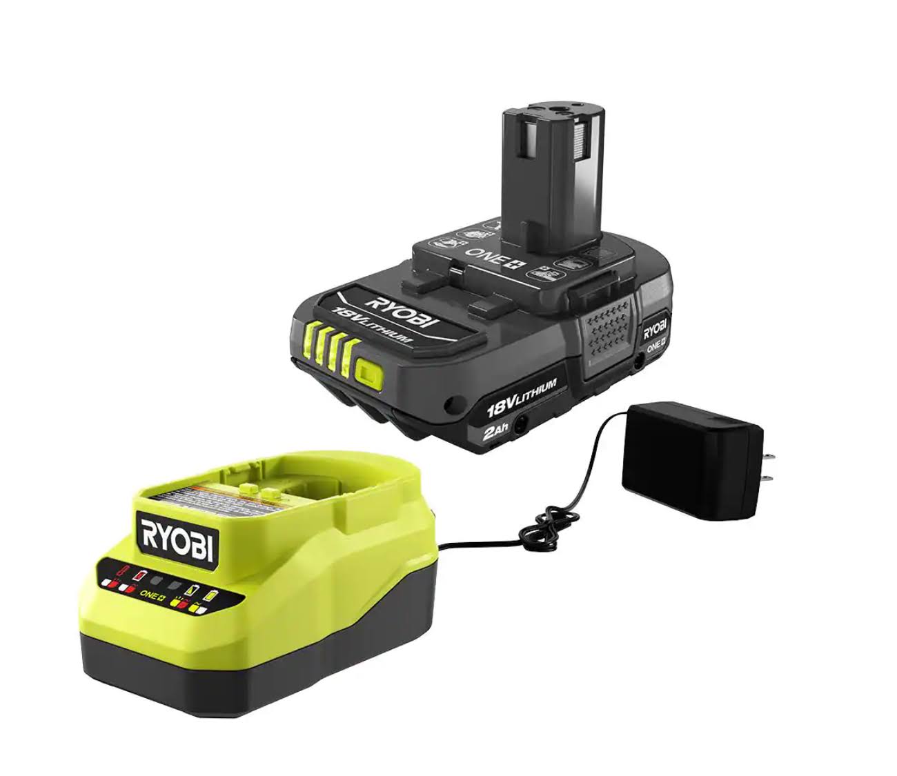 Ryobi PSK005 One+ 18V Lithium-Ion 2.0 Ah Compact Battery and Charger Starter Kit