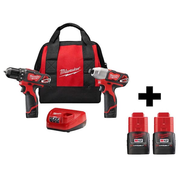 M12 12V Lithium-Ion Cordless Drill Driver/Impact Driver Combo Kit (2-Tool) With Two Free M12 1.5Ah Batteries