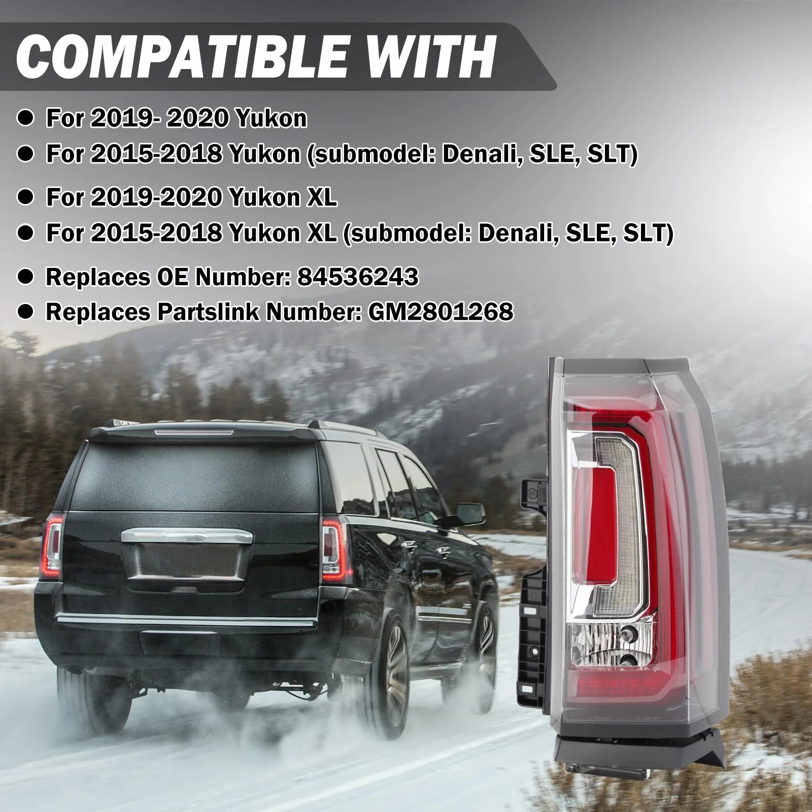 Clidr Tail Light Assembly for 2015 - 2020 GMC Yukon