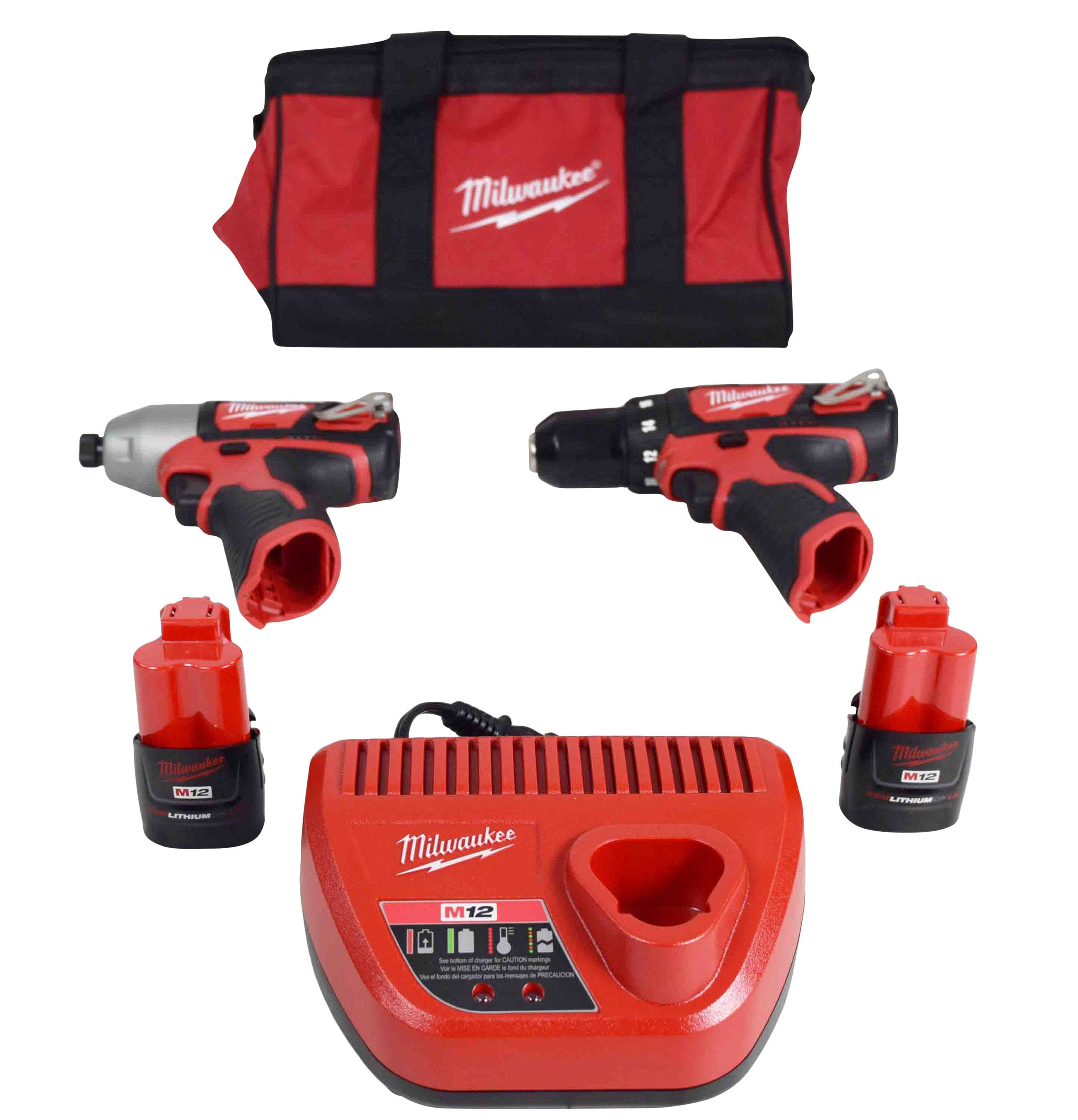 Milwaukee M12 Cordless 2-Tool Drill/Impact Combo Kit 2494-22